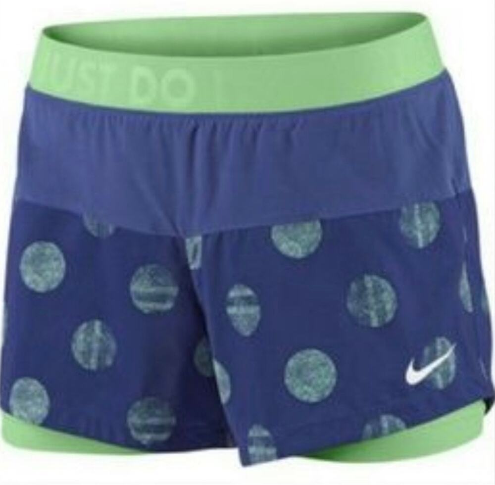 Nike Icon Dri-Fit Purple Mint Polka Dot Training Running Shorts Size XS